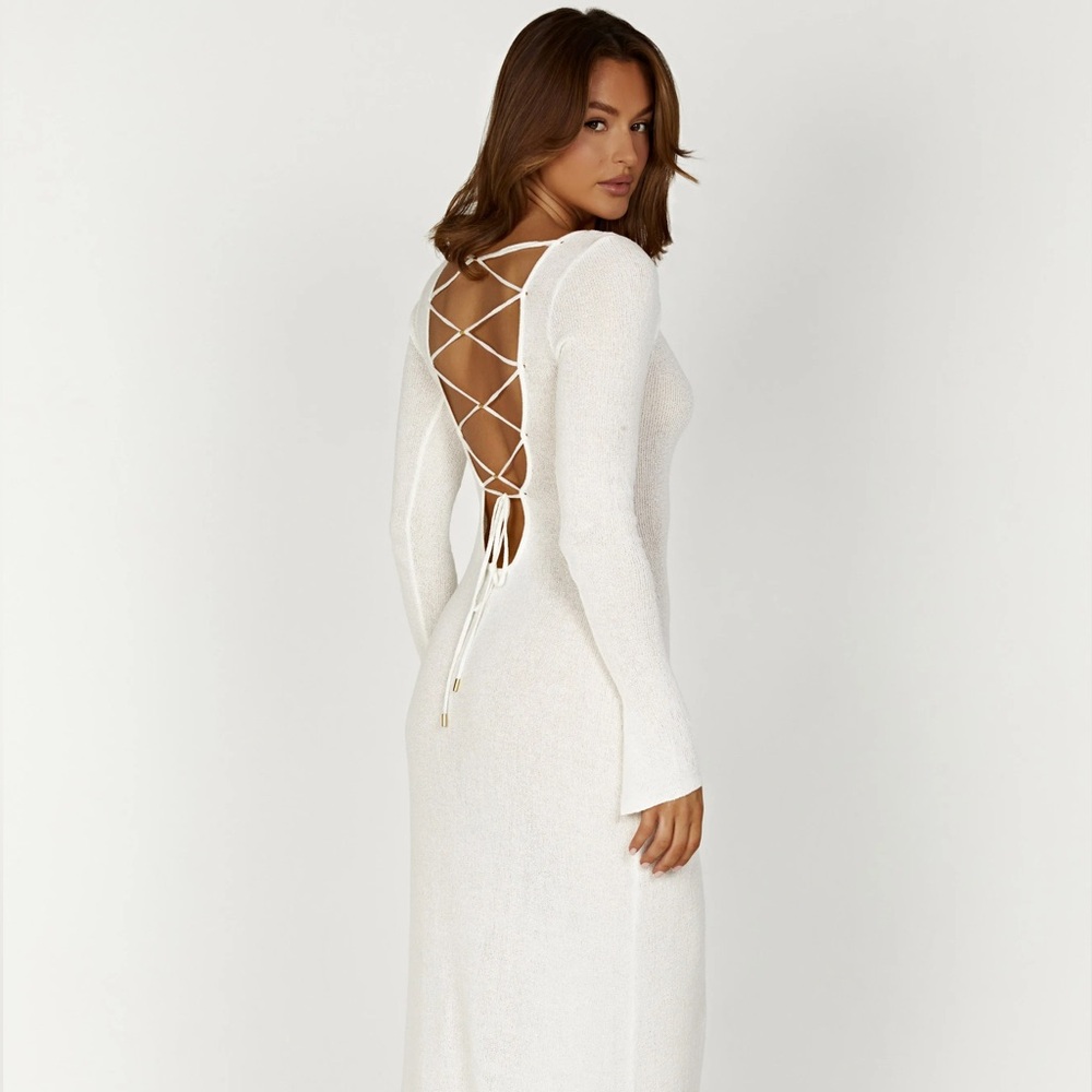 Meshki S Talia Maxi Open Back Knit Dress - Ivory